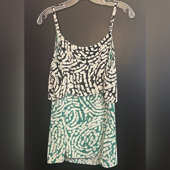 CAbi Tops - Cabi Two-Tone Printed Overlay Cami Shirt